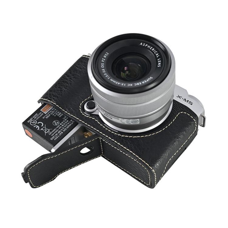 For FUJIFILM X-M5 Litchi Texture PU Leather Camera Half Case Base