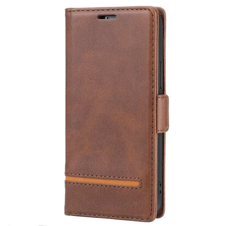 For iPhone 12 mini Business Style Line Splicing Horizontal Flip TPU + PU Leather Case with Card Slots & Holder & Wallet