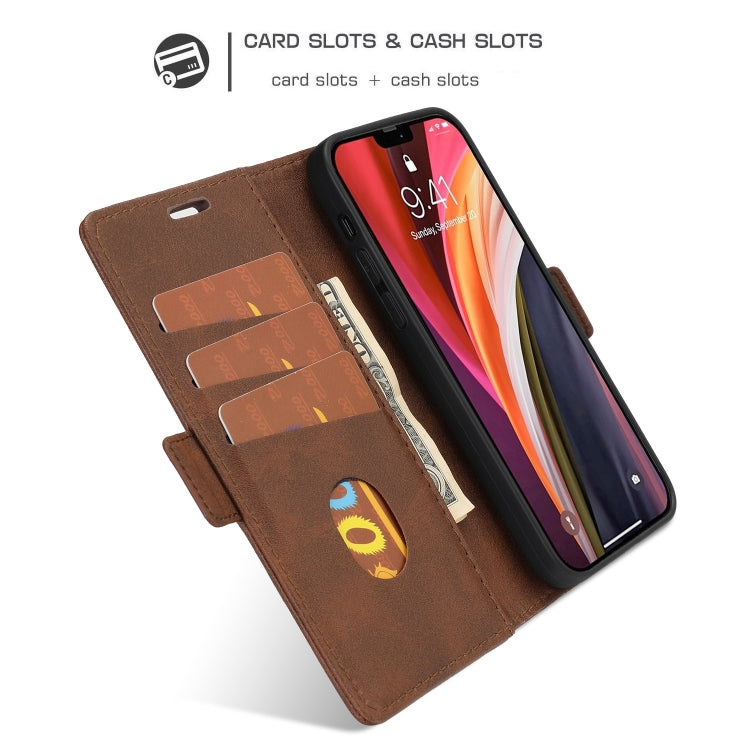 For iPhone 12 mini Business Style Line Splicing Horizontal Flip TPU + PU Leather Case with Card Slots & Holder & Wallet