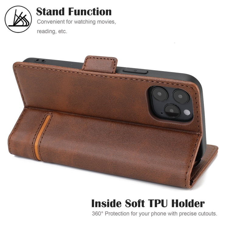 For iPhone 12 mini Business Style Line Splicing Horizontal Flip TPU + PU Leather Case with Card Slots & Holder & Wallet