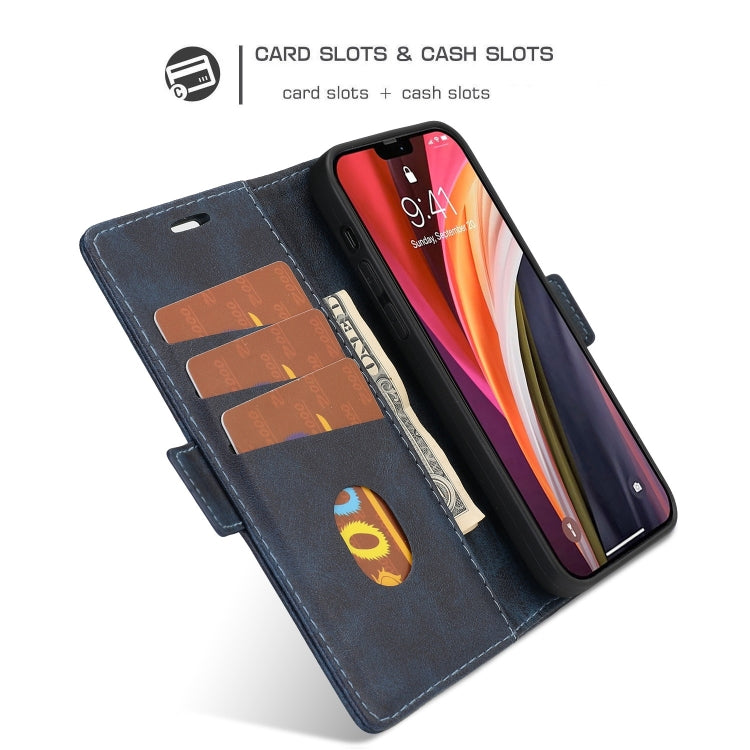 For iPhone 12 / 12 Pro Business Style Line Splicing Horizontal Flip TPU + PU Leather Case with Card Slots & Holder & Wallet
