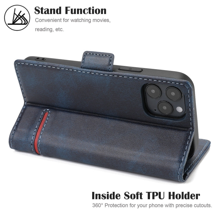 For iPhone 12 / 12 Pro Business Style Line Splicing Horizontal Flip TPU + PU Leather Case with Card Slots & Holder & Wallet