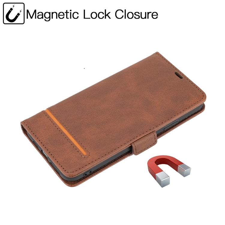 For iPhone 12 / 12 Pro Business Style Line Splicing Horizontal Flip TPU + PU Leather Case with Card Slots & Holder & Wallet
