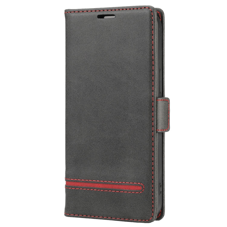 For iPhone 12 Pro Max Business Style Line Splicing Horizontal Flip TPU + PU Leather Case with Card Slots & Holder & Wallet