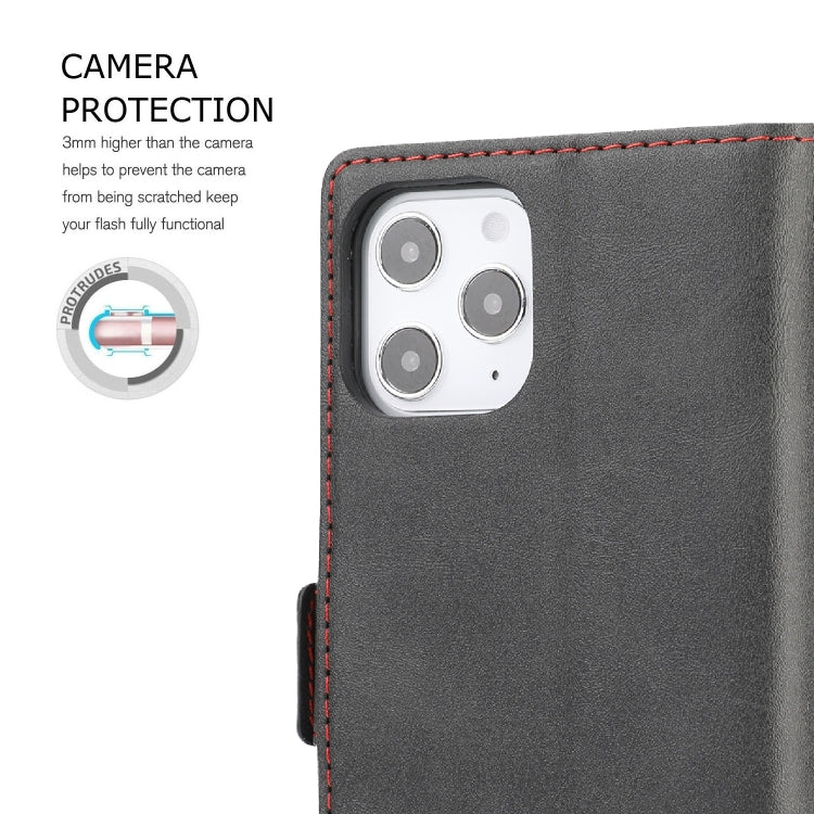 For iPhone 12 Pro Max Business Style Line Splicing Horizontal Flip TPU + PU Leather Case with Card Slots & Holder & Wallet