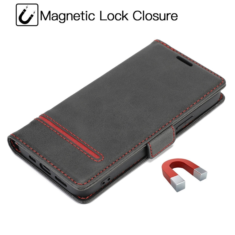 For iPhone 12 Pro Max Business Style Line Splicing Horizontal Flip TPU + PU Leather Case with Card Slots & Holder & Wallet