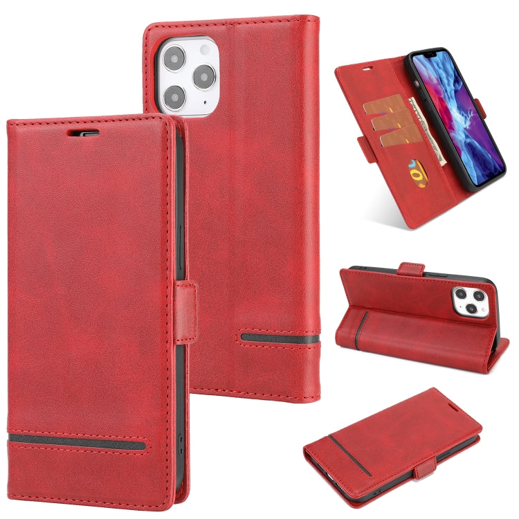 For iPhone 12 Pro Max Business Style Line Splicing Horizontal Flip TPU + PU Leather Case with Card Slots & Holder & Wallet