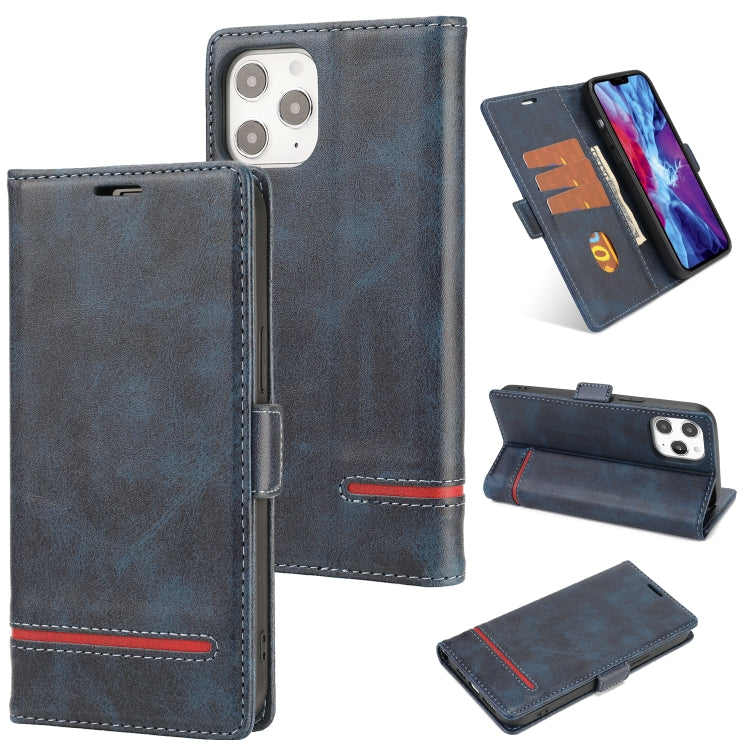 For iPhone 12 Pro Max Business Style Line Splicing Horizontal Flip TPU + PU Leather Case with Card Slots & Holder & Wallet
