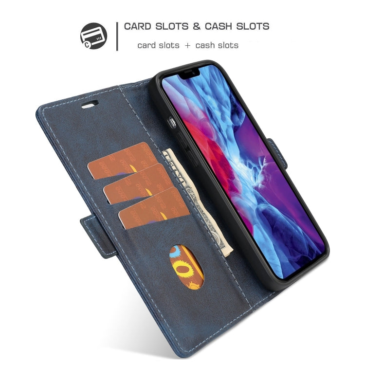 For iPhone 12 Pro Max Business Style Line Splicing Horizontal Flip TPU + PU Leather Case with Card Slots & Holder & Wallet