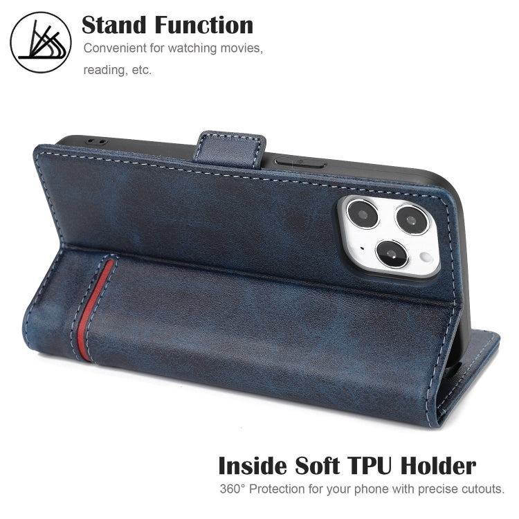 For iPhone 12 Pro Max Business Style Line Splicing Horizontal Flip TPU + PU Leather Case with Card Slots & Holder & Wallet