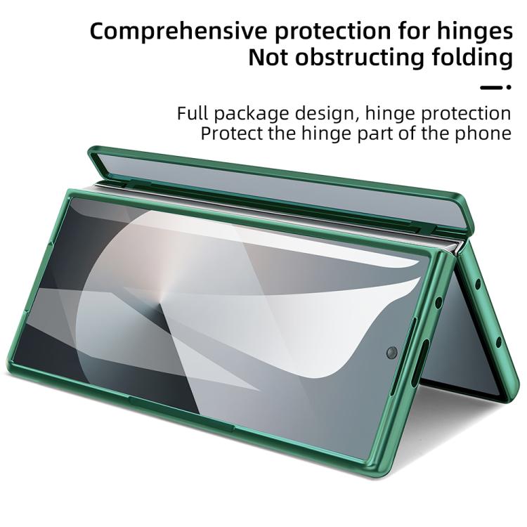 For Samsung Galaxy Z Fold6 5G VIETAO Electroplating Integrated Pen Slot Folding PU Phone Case with Stylus
