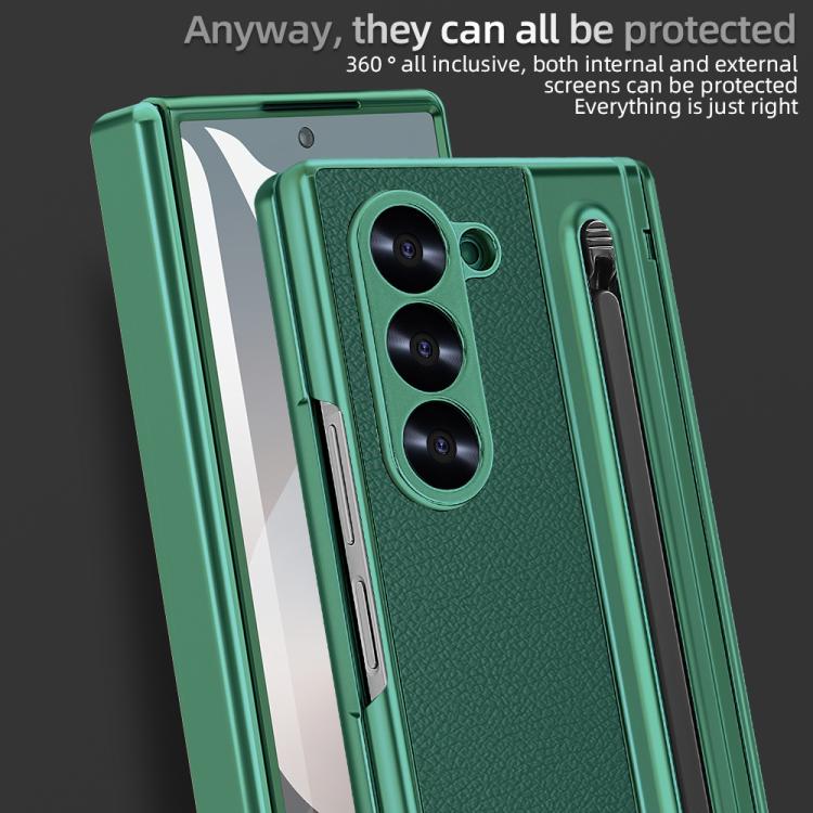 For Samsung Galaxy Z Fold4 5G VIETAO Electroplating Integrated Pen Slot Folding PU Phone Case with Stylus