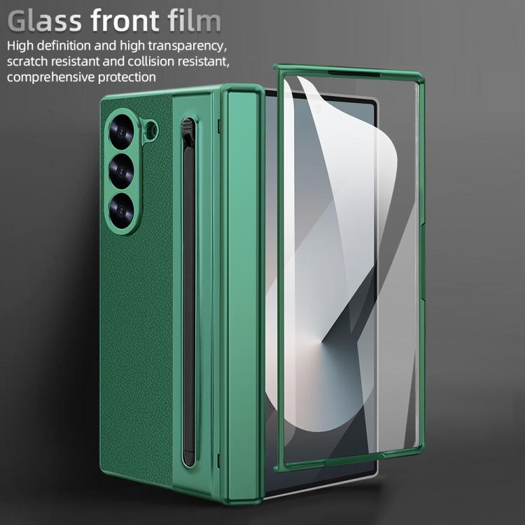 For Samsung Galaxy Z Fold4 5G VIETAO Electroplating Integrated Pen Slot Folding PU Phone Case with Stylus