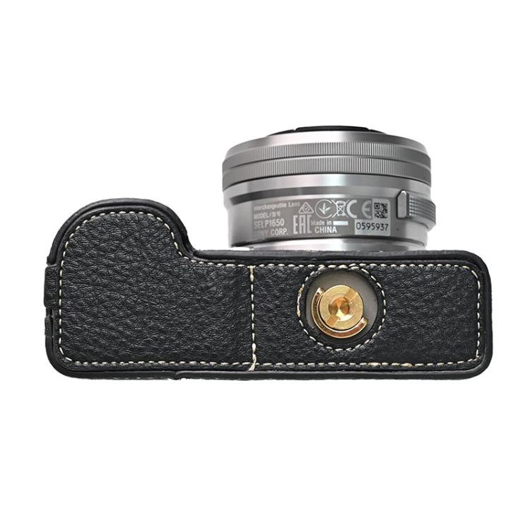 For Sony ZV-E10 Litchi Texture PU Leather Camera Half Case Base