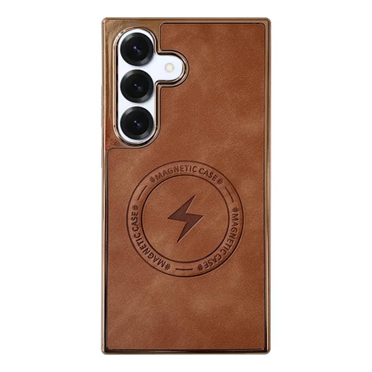 For Samsung Galaxy S25 5G Electroplated PC Sheepskin Invisible Magnetic MagSafe Phone Case