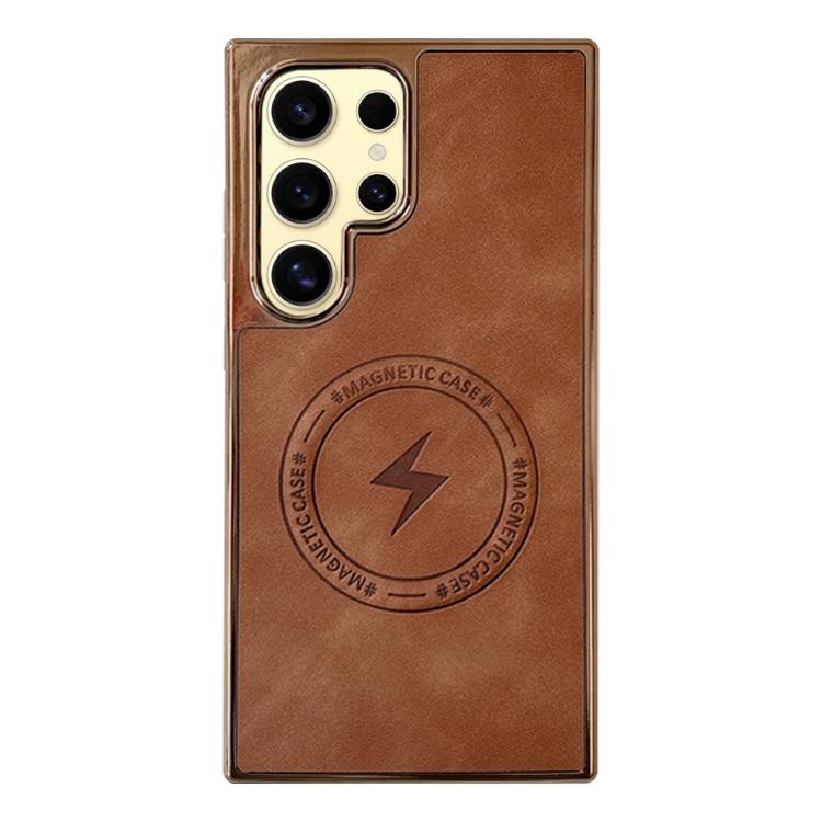 For Samsung Galaxy S24 Ultra 5G Electroplated PC Sheepskin Invisible Magnetic MagSafe Phone Case