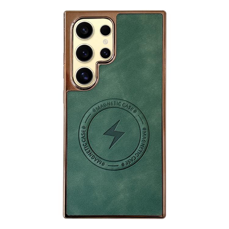 For Samsung Galaxy S24 Ultra 5G Electroplated PC Sheepskin Invisible Magnetic MagSafe Phone Case