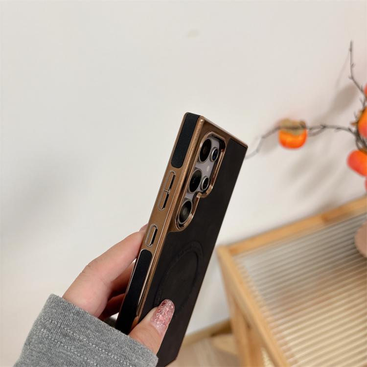 For Samsung Galaxy S24 FE 5G Electroplated PC Sheepskin Invisible Magnetic MagSafe Phone Case