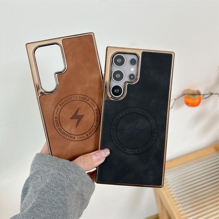 For Samsung Galaxy S24 FE 5G Electroplated PC Sheepskin Invisible Magnetic MagSafe Phone Case