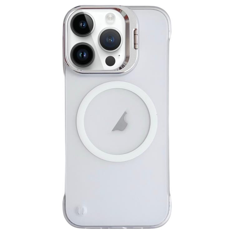 For iPhone 15 Pro Ultra-thin Transparent MagSafe Magnetic Frameless Lens Holder Phone Case