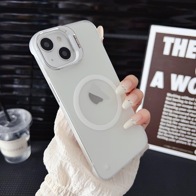 For iPhone 16 Ultra-thin Transparent MagSafe Magnetic Frameless Lens Holder Phone Case