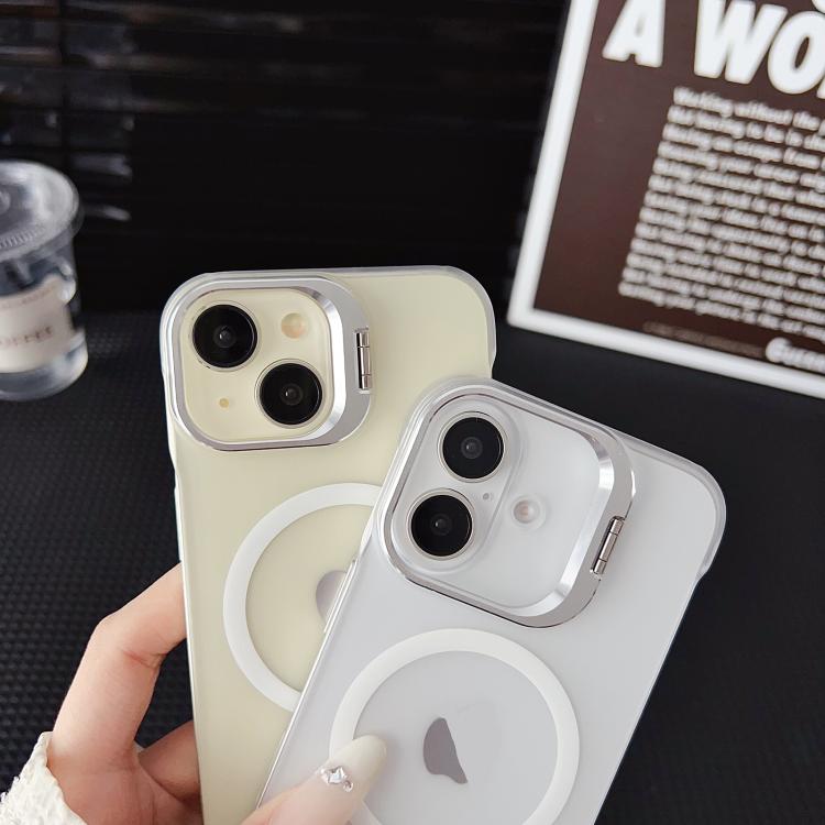 For iPhone 16 Ultra-thin Transparent MagSafe Magnetic Frameless Lens Holder Phone Case