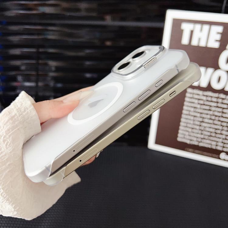 For iPhone 15 Ultra-thin Transparent MagSafe Magnetic Frameless Lens Holder Phone Case