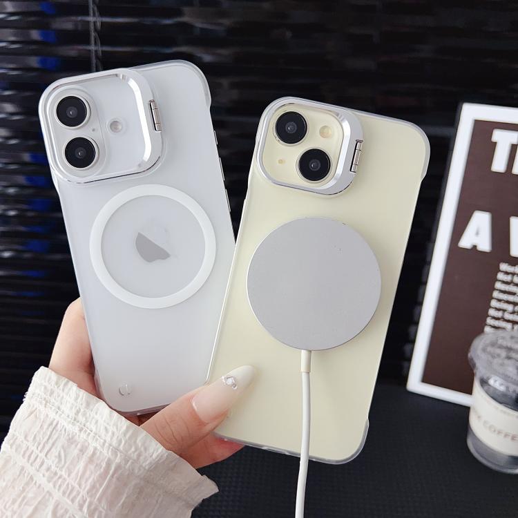 For iPhone 16 Ultra-thin Transparent MagSafe Magnetic Frameless Lens Holder Phone Case
