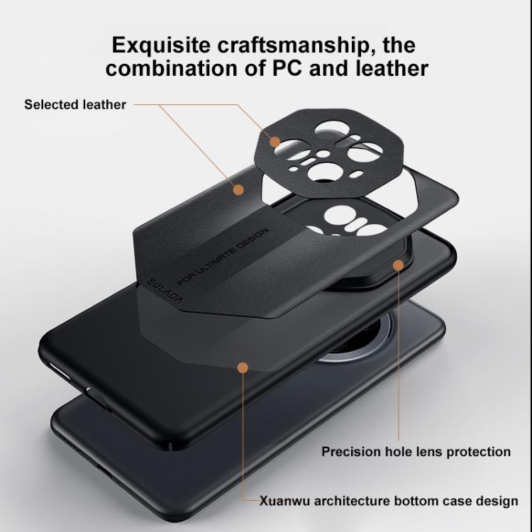 For Huawei Mate 70 SULADA Splicing Plain Leather PC Shockproof Phone Case
