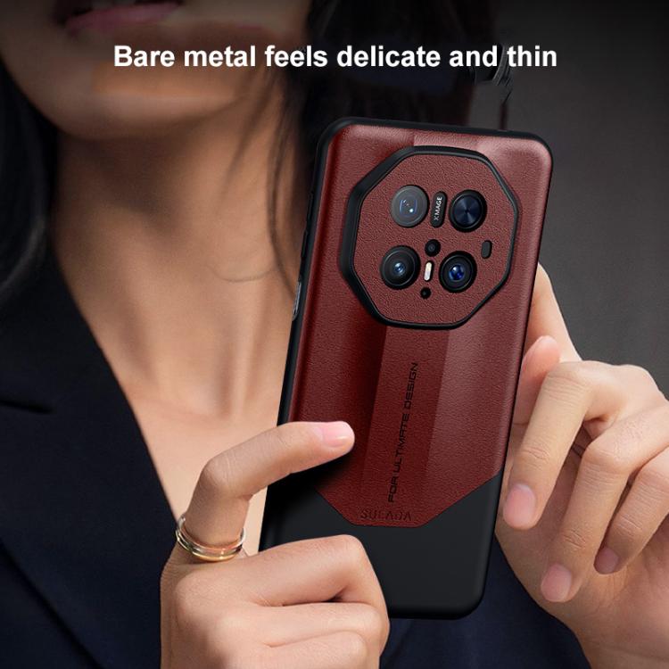 For Huawei Mate 70 SULADA Splicing Plain Leather PC Shockproof Phone Case