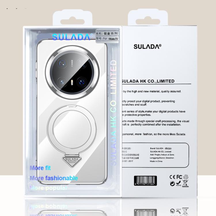 For Huawei Mate 70 Pro SULADA Electroplated Transparent MagSafe Holder Phone Case