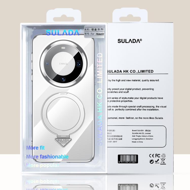 For Huawei Mate 60 SULADA Electroplated Transparent MagSafe Holder Phone Case