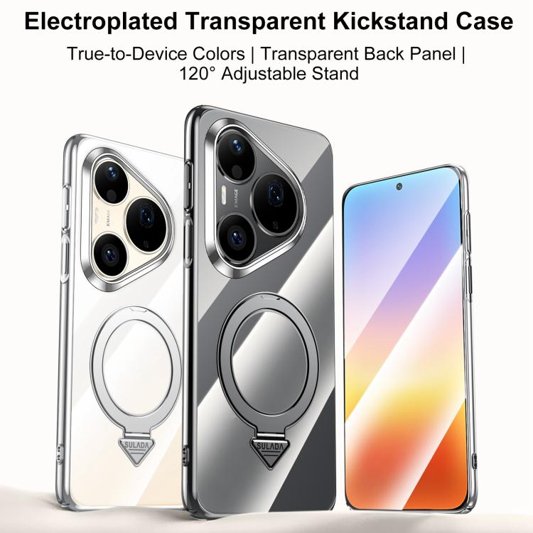For Huawei Pura 90 Pro Max 5G SULADA Electroplated Transparent MagSafe Holder Phone Case