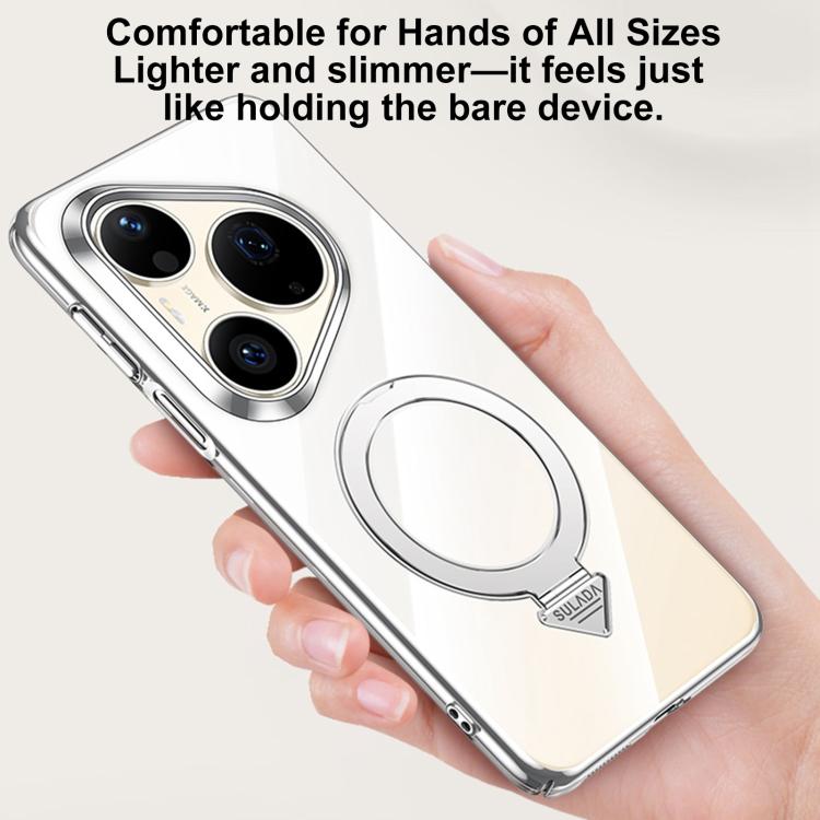 For Huawei Pura 90 Pro Max 5G SULADA Electroplated Transparent MagSafe Holder Phone Case