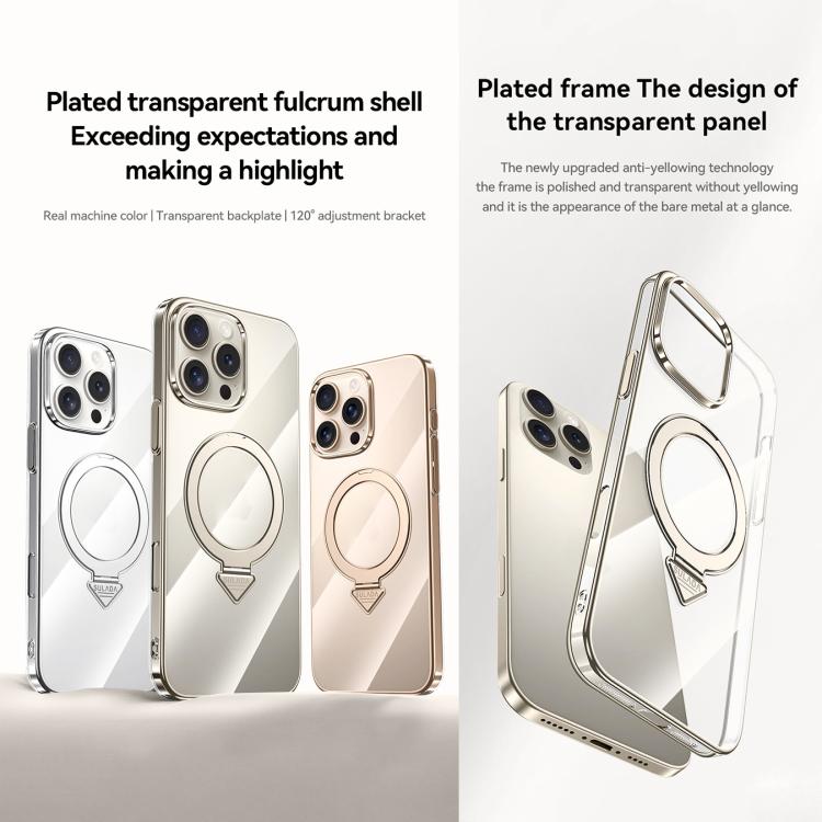 For iPhone 15 SULADA Electroplated Transparent MagSafe Holder Phone Case