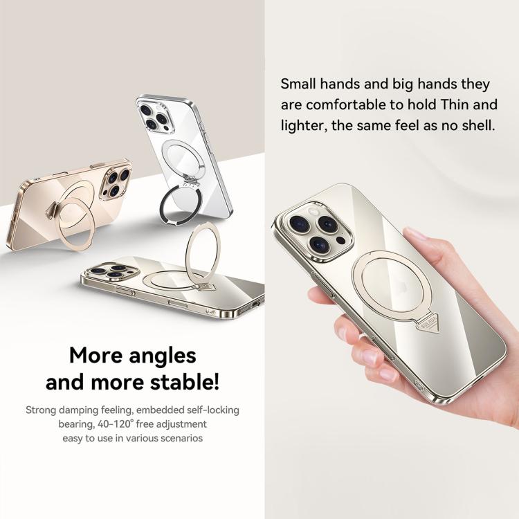 For iPhone 15 SULADA Electroplated Transparent MagSafe Holder Phone Case