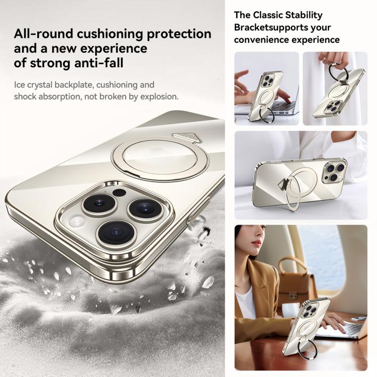 For iPhone 15 Pro SULADA Electroplated Transparent MagSafe Holder Phone Case