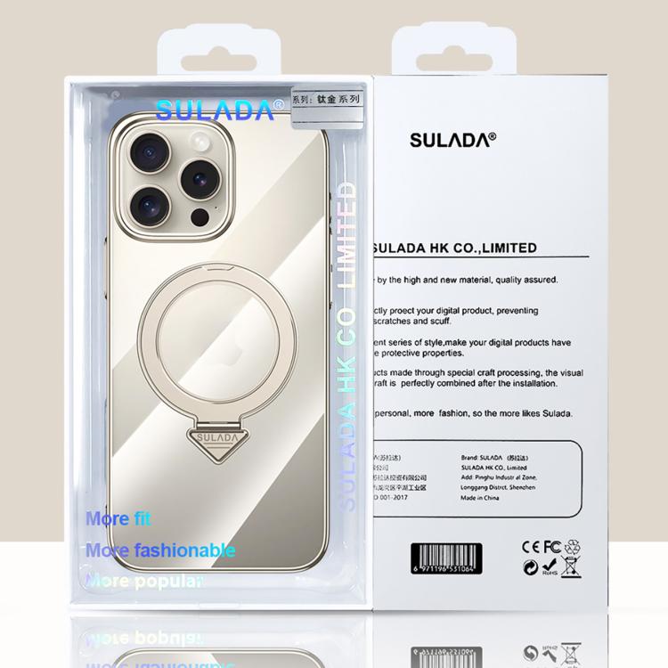 For iPhone 16 Pro SULADA Electroplated Transparent MagSafe Holder Phone Case