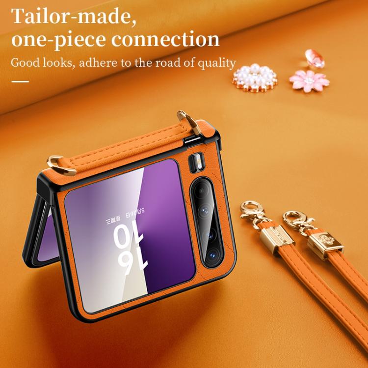 For Huawei Pura X SULADA Elegant Rhombic Texture Folding Phone Case with Lanyard