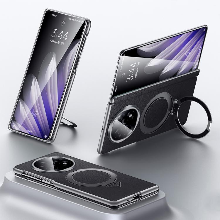 For OPPO Find N5 SULADA Top Grain Leather MagSafe Magnetic Holder Phone Case
