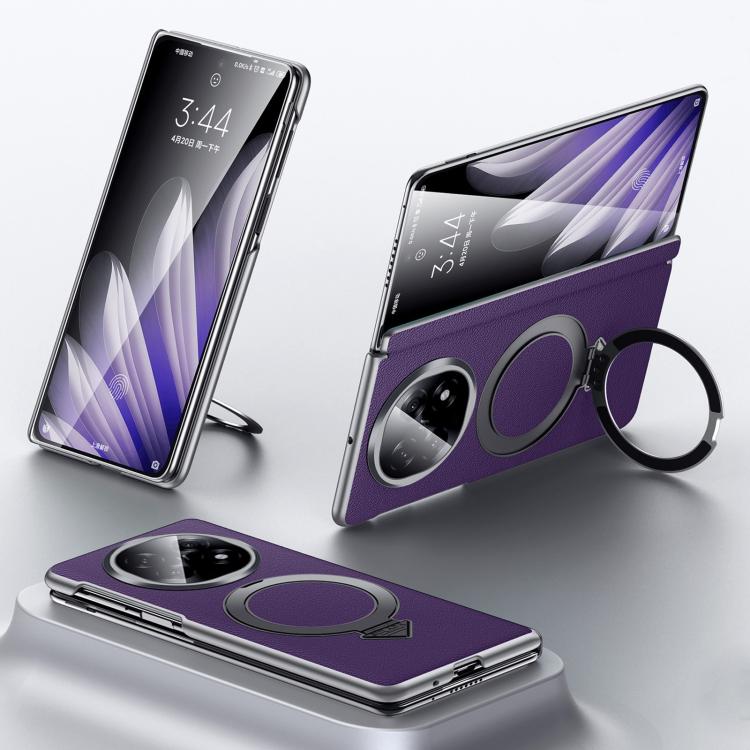 For OPPO Find N5 SULADA Top Grain Leather MagSafe Magnetic Holder Phone Case