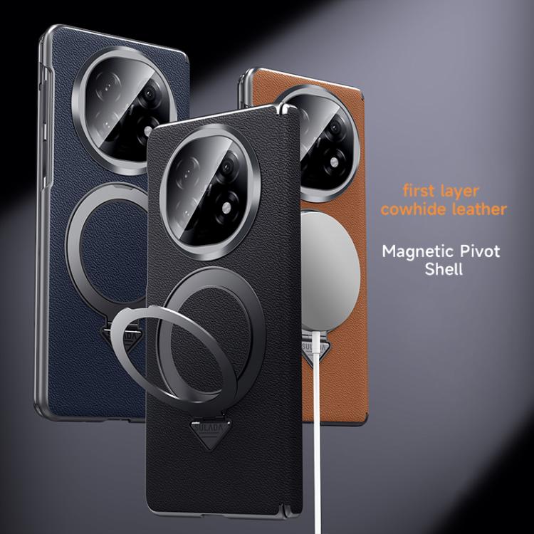 For OPPO Find N5 SULADA Top Grain Leather MagSafe Magnetic Holder Phone Case