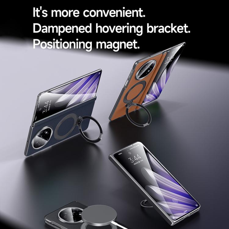 For OPPO Find N5 SULADA Top Grain Leather MagSafe Magnetic Holder Phone Case