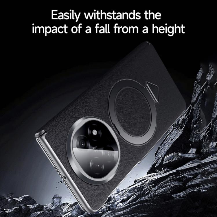 For OPPO Find N5 SULADA Top Grain Leather MagSafe Magnetic Holder Phone Case