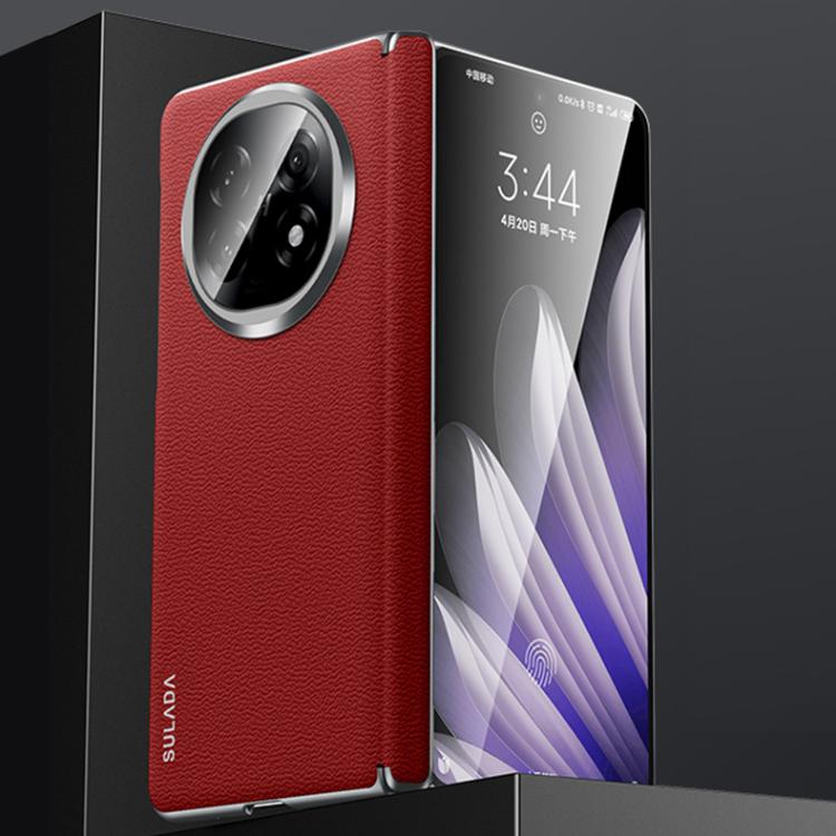 For OPPO Find N5 SULADA Frameless Top Layer Cowhide Leather Hybrid PC Phone Case