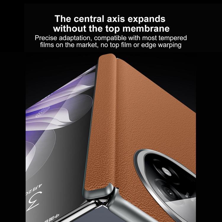 For OPPO Find N5 SULADA Frameless Top Layer Cowhide Leather Hybrid PC Phone Case