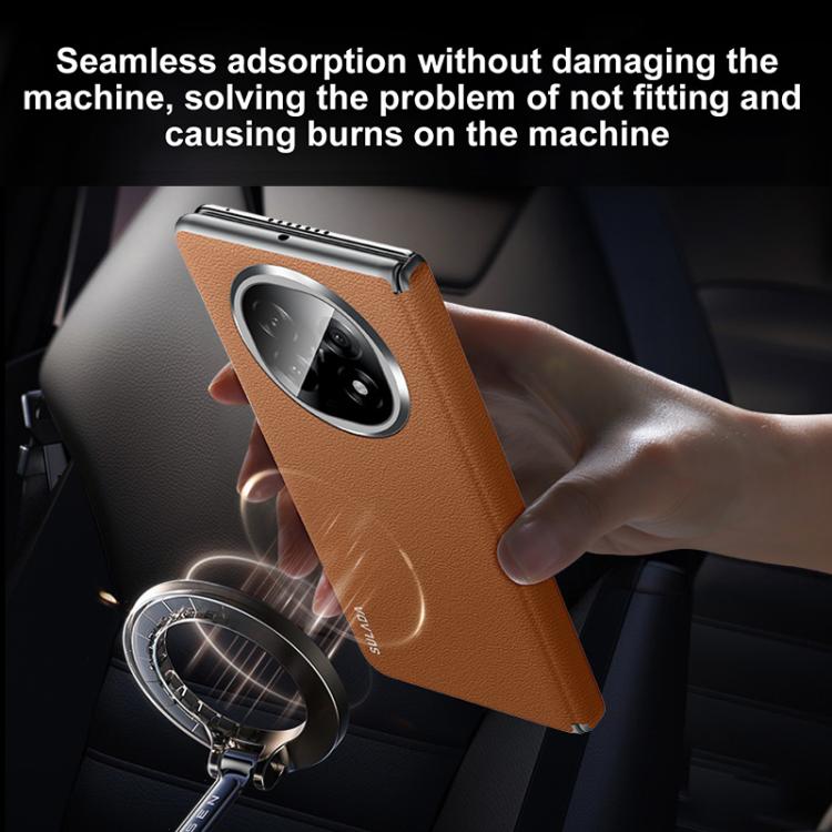 For OPPO Find N5 SULADA Frameless Top Layer Cowhide Leather Hybrid PC Phone Case