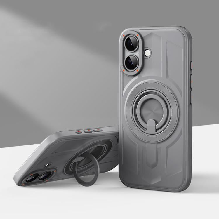 For iPhone 16 Armor MagSafe TPU Hybrid PC Phone Case with Ring Holder