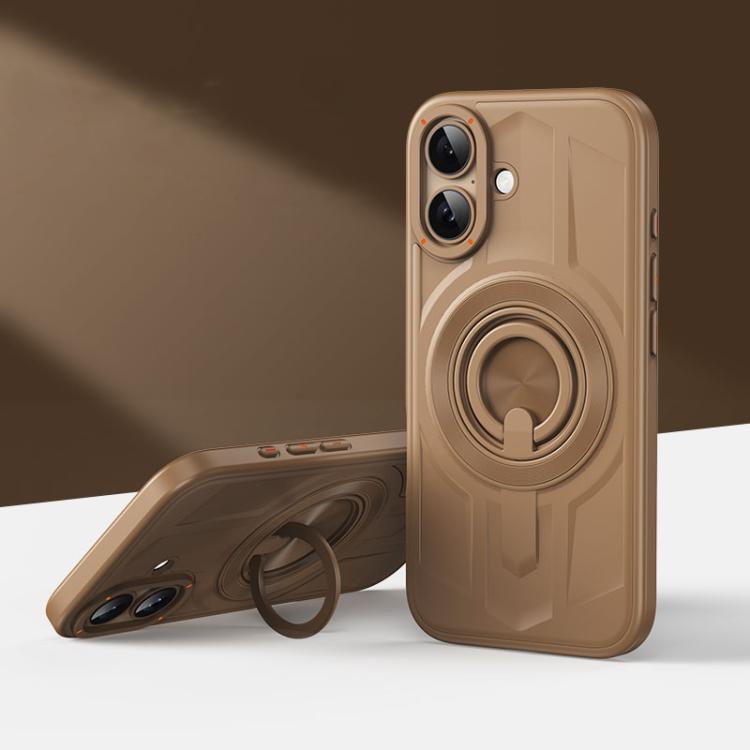 For iPhone 16 Armor MagSafe TPU Hybrid PC Phone Case with Ring Holder