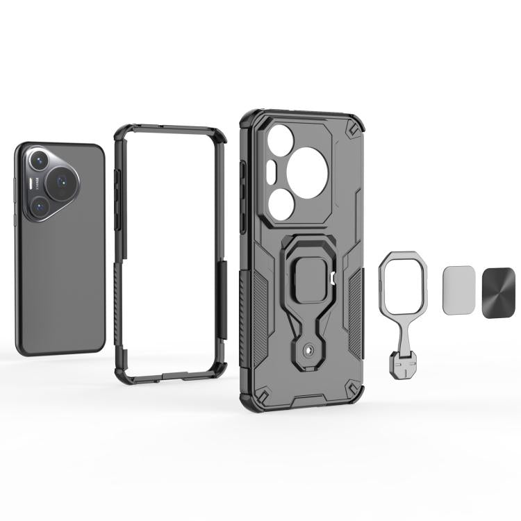 For Huawei Pura 70 Pro Metal Kickstand TPU Hybrid PC Phone Case